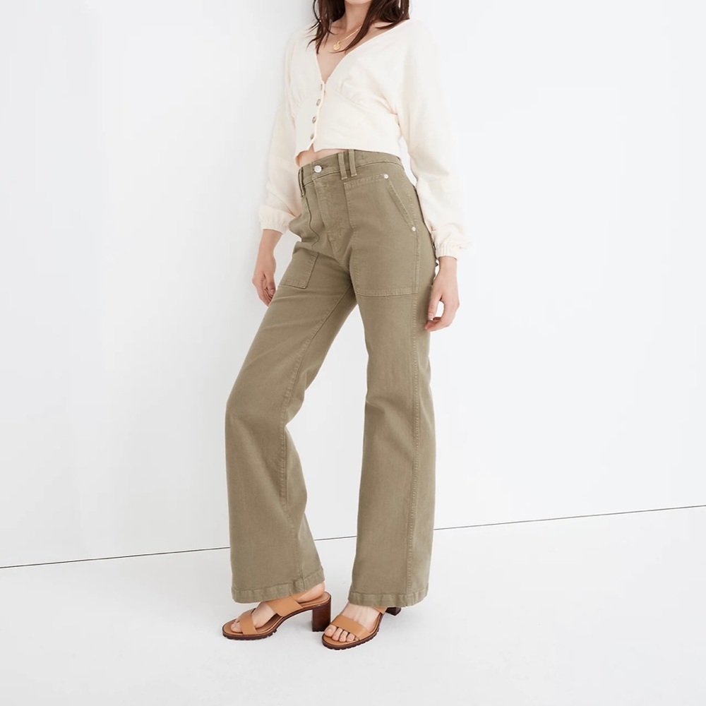 NWT Madewell pants high-rise flare jeans: garment-dyed workwear edition
